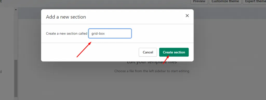 How to create a section with customized option?
