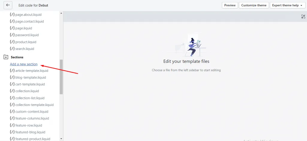 How to create a section with customized option?