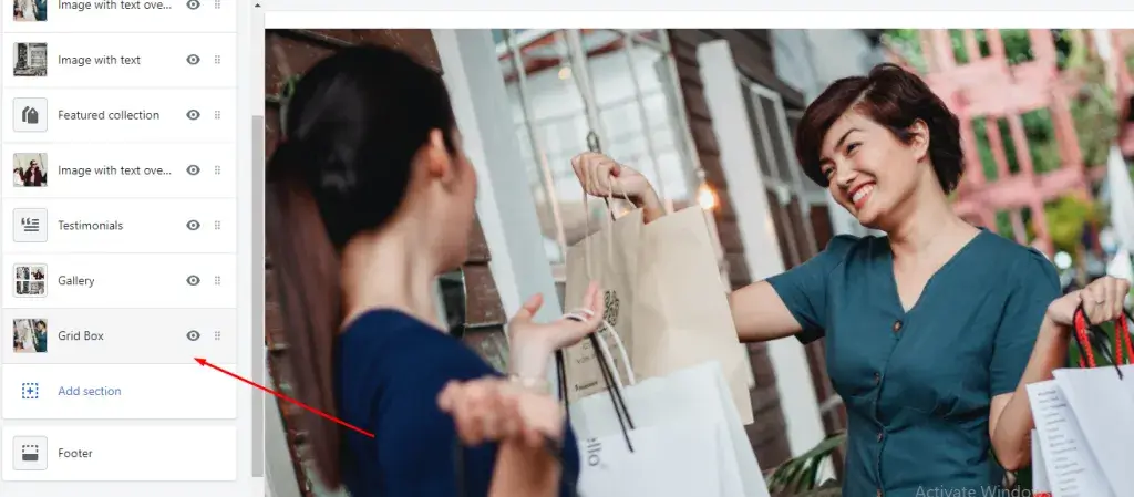 How to create a section with customized option?