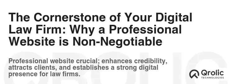 The Cornerstone of Your Digital Law Firm: Why a Professional Website is Non-Negotiable The Cornerstone of Your Digital Law Firm: Why a Professional Website is Non-Negotiable