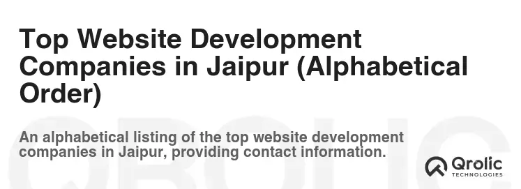 Top Website Development Companies in Jaipur (Alphabetical Order)