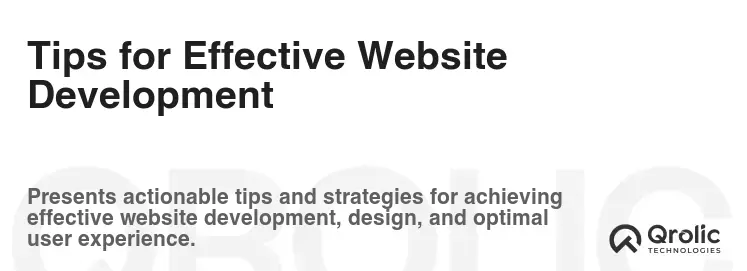 Tips for Effective Website Development