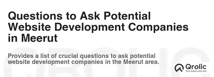 Questions to Ask Potential Website Development Companies in Meerut