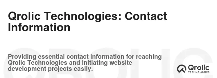 Qrolic Technologies: Contact Information Qrolic Technologies: Contact Information