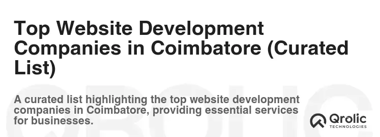 Top Website Development Companies in Coimbatore (Curated List)