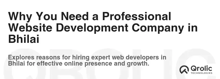 Why You Need a Professional Website Development Company in Bhilai