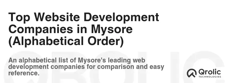 Top Website Development Companies in Mysore (Alphabetical Order)