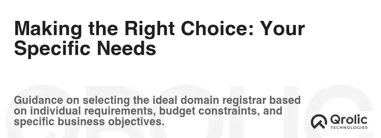 Making the Right Choice: Your Specific Needs Making the Right Choice: Your Specific Needs