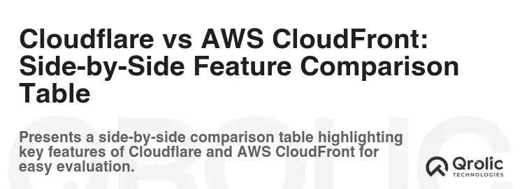 Cloudflare vs AWS CloudFront: Side-by-Side Feature Comparison Table Cloudflare vs AWS CloudFront: Side-by-Side Feature Comparison Table