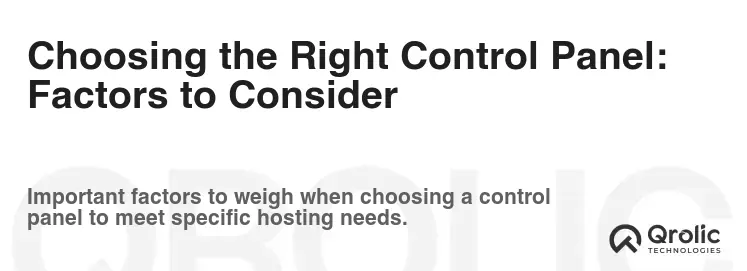 Choosing the Right Control Panel: Factors to Consider