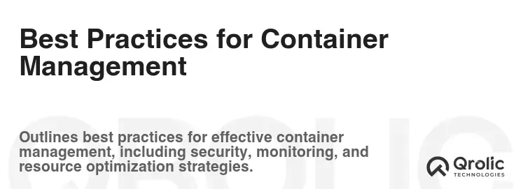Best Practices for Container Management
