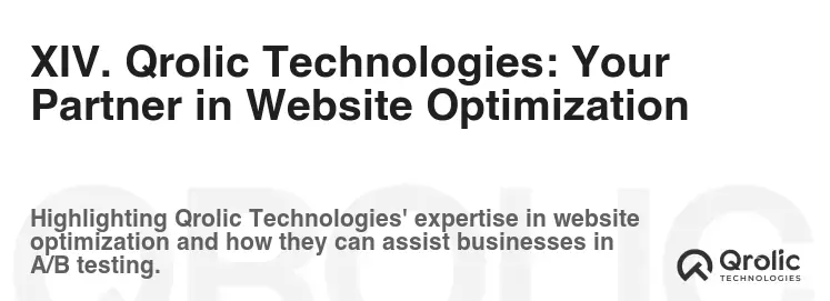 XIV. Qrolic Technologies: Your Partner in Website Optimization XIV. Qrolic Technologies: Your Partner in Website Optimization