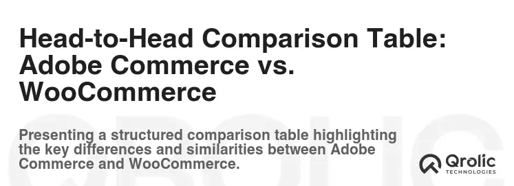 Head-to-Head Comparison Table: Adobe Commerce vs. WooCommerce Head-to-Head Comparison Table: Adobe Commerce vs. WooCommerce