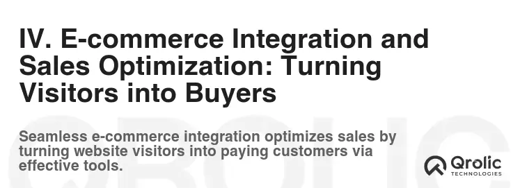 IV. E-commerce Integration and Sales Optimization: Turning Visitors into Buyers IV. E-commerce Integration and Sales Optimization: Turning Visitors into Buyers