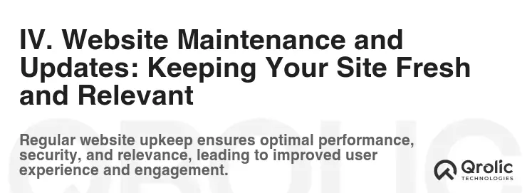 IV. Website Maintenance and Updates: Keeping Your Site Fresh and Relevant