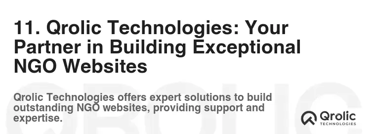 11. Qrolic Technologies: Your Partner in Building Exceptional NGO Websites
