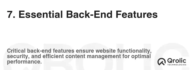 7. Essential Back-End Features 7. Essential Back-End Features