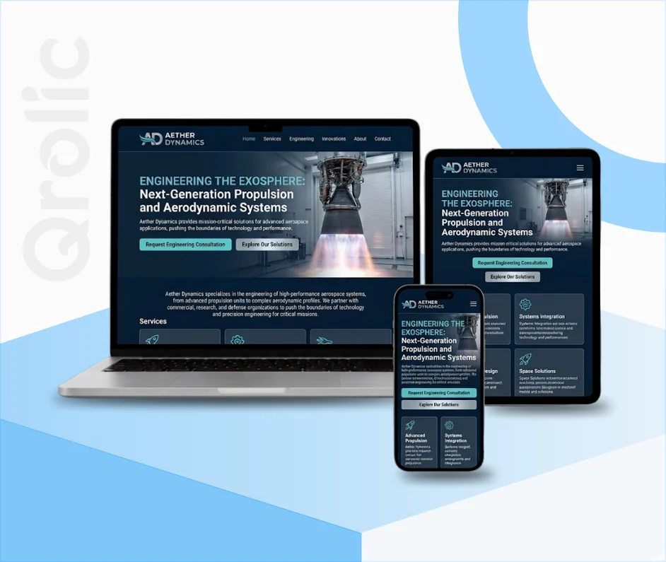Aerospace Company Website Design & Development Aerospace company website design and development services by Qrolic
