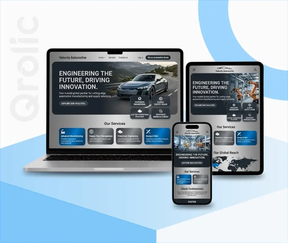Automotive manufacturer website design and development services hero banner