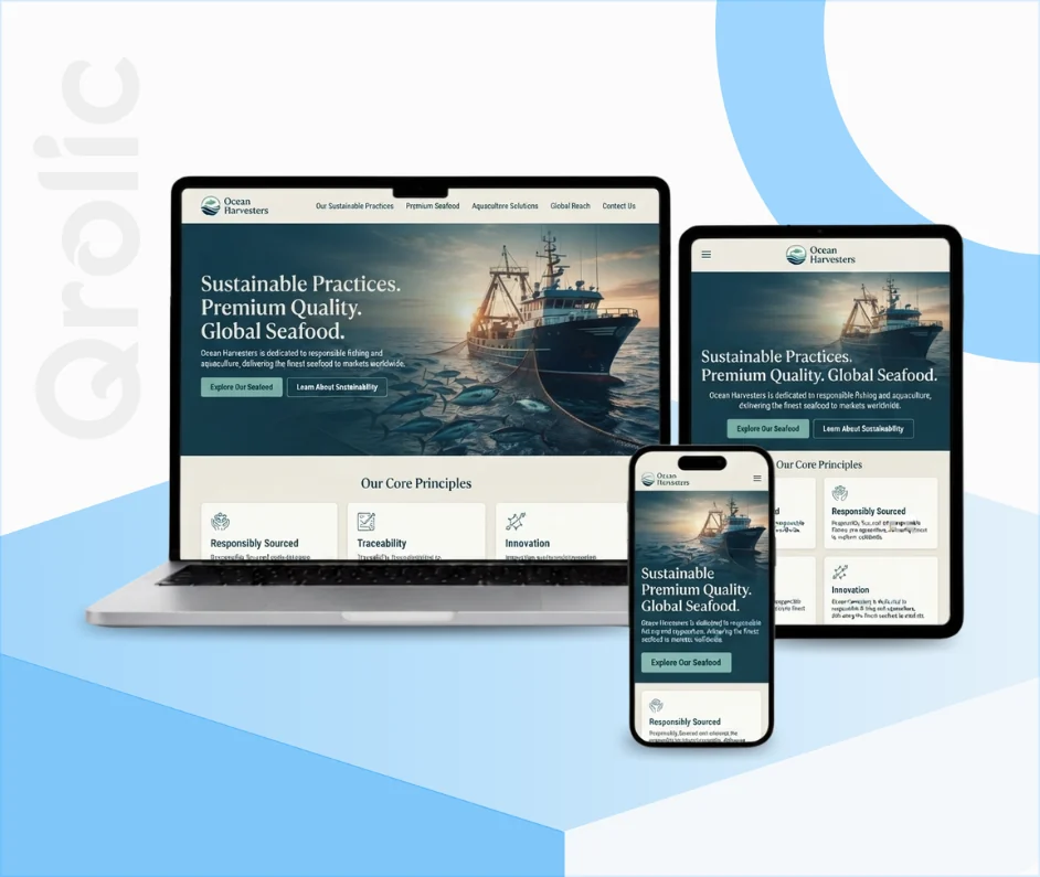 Fisheries & Aquaculture Website Design & Development Fisheries and aquaculture website design and development services by Qrolic Technologies