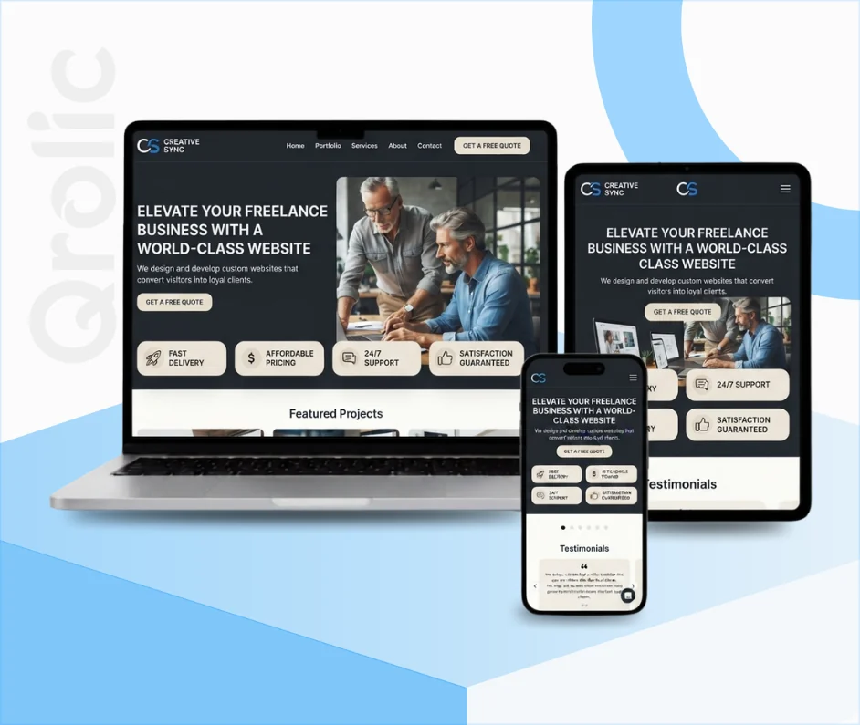 Freelancer Website Design & Development Service Freelancer website design and development services showcasing portfolio and personal branding features