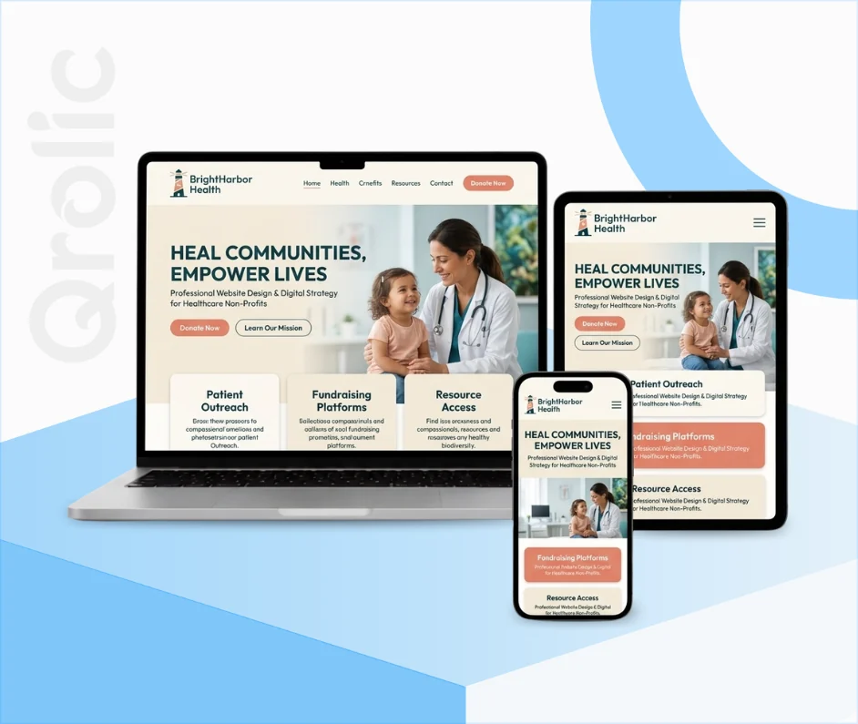 Healthcare Nonprofit Website Design & Development Healthcare nonprofit website design and development services by Qrolic, featuring donation platforms and accessible design