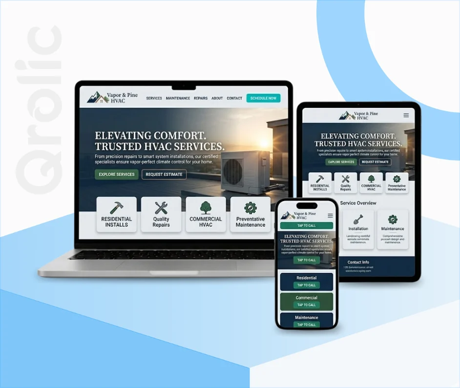 HVAC service website design and development services by Qrolic Technologies