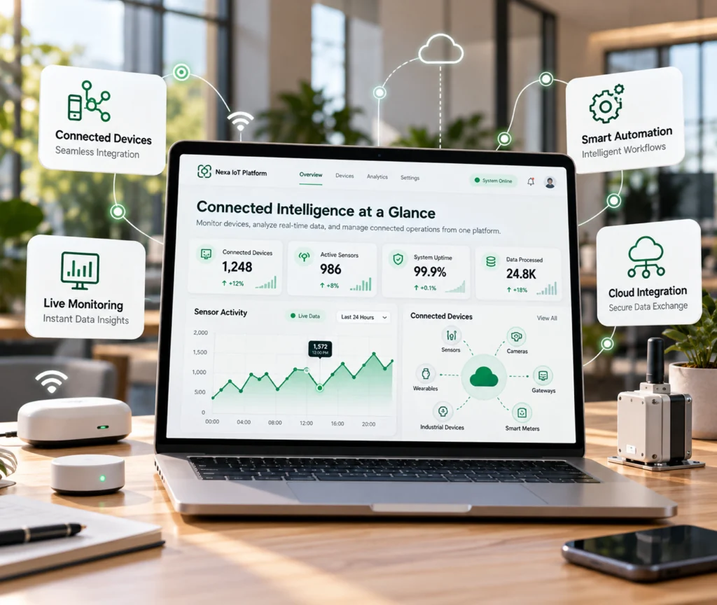 IoT website design showing a custom WordPress marketing website that explains connected products and solutions to buyers