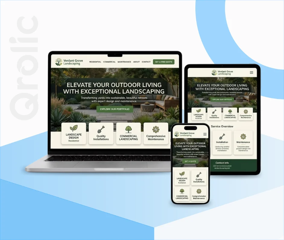 Landscaping service website design and development services by Qrolic Technologies
