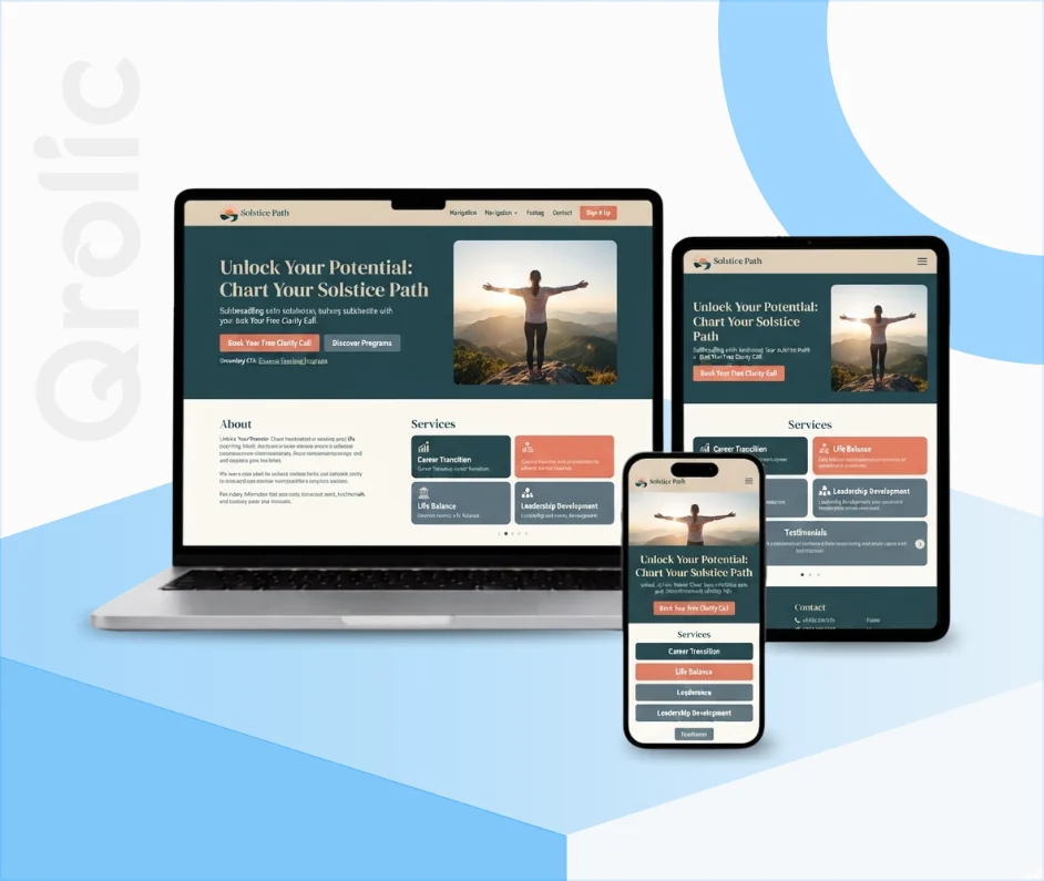 Life coach website design and development services hero banner
