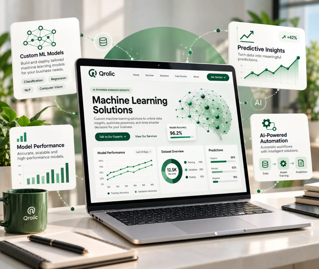Machine Learning Website Design That Builds Trust Machine learning website design showing a custom WordPress marketing website built to explain ML products to technical evaluators and business buyers