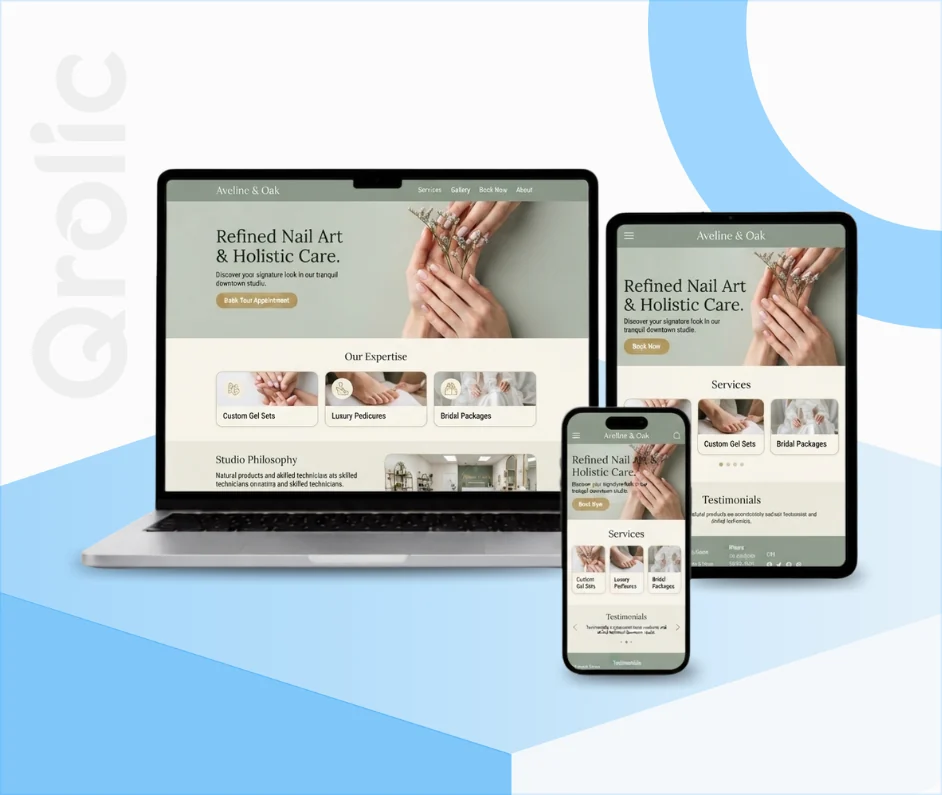 Nail salon website design and development services hero image
