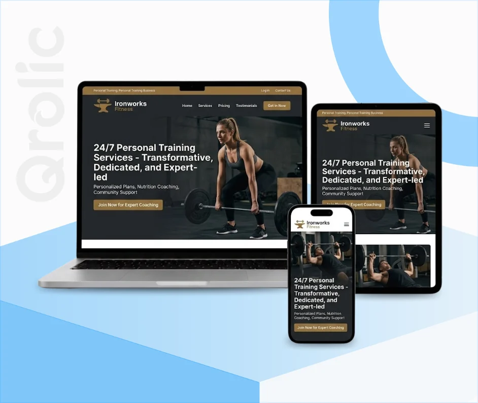 Personal Trainer Website Design & Development Service Personal trainer website design and development services homepage on desktop and mobile
