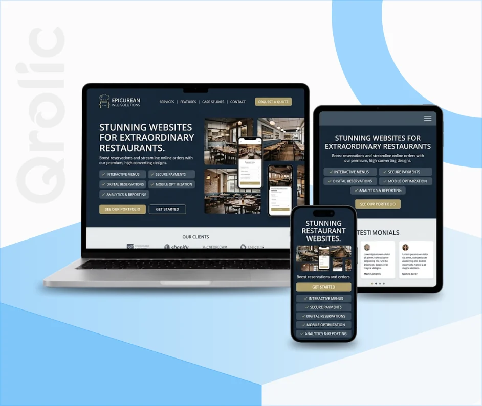  Restaurant website design and development services showing an online menu and ordering system
