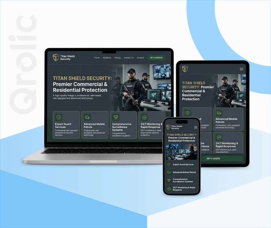 Security company website design and development services showcasing a professional service and lead generation layout
