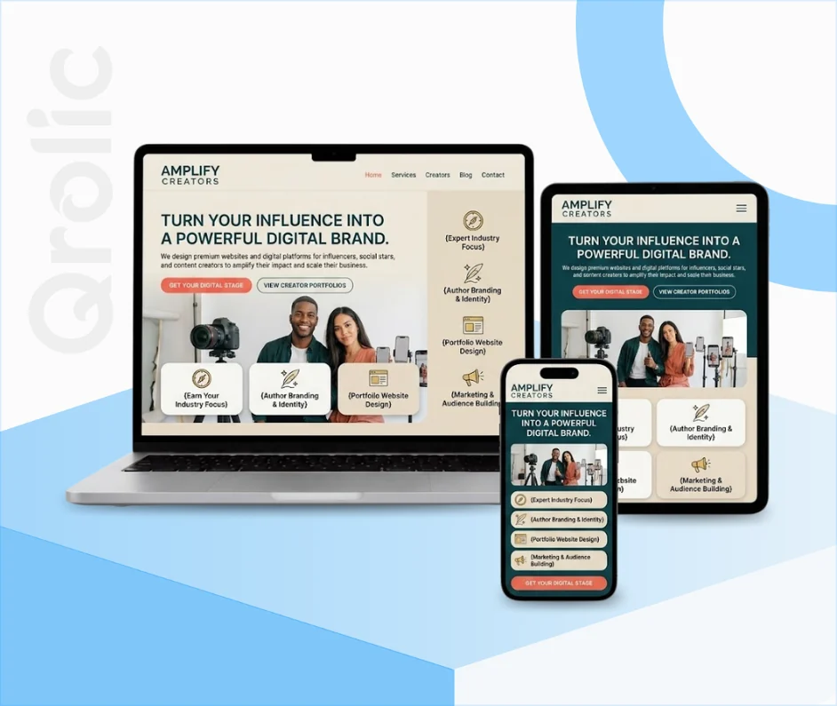 Social media influencer website design and development services with media kit and monetization tools