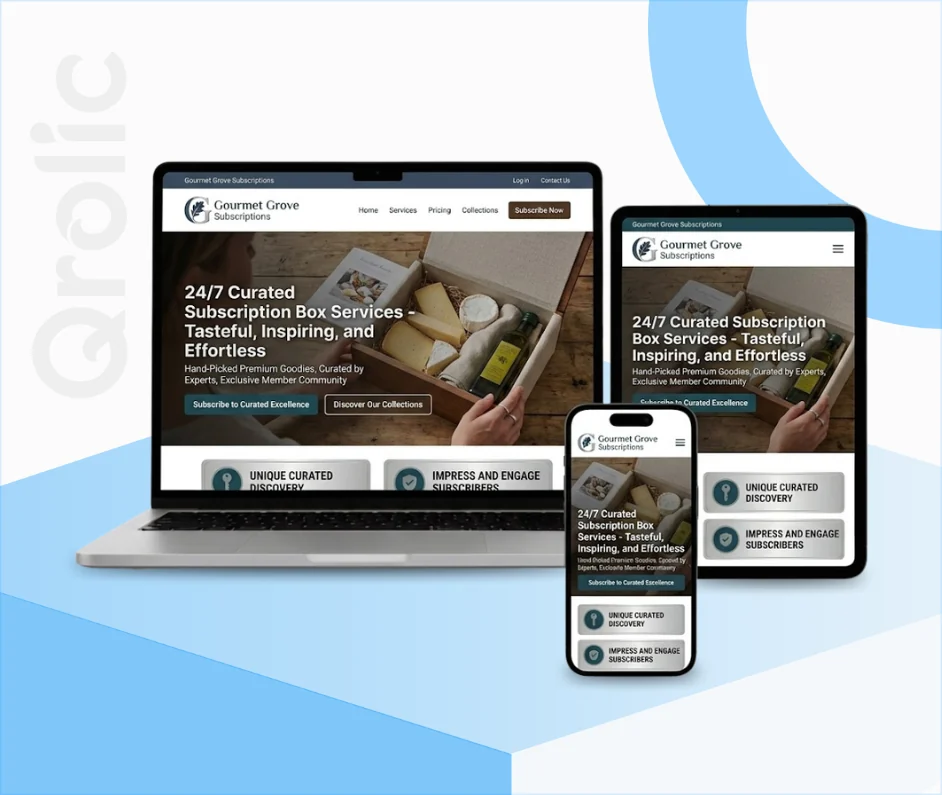 Subscription Box Website Design & Development Service Subscription box website design and development services homepage on desktop and mobile