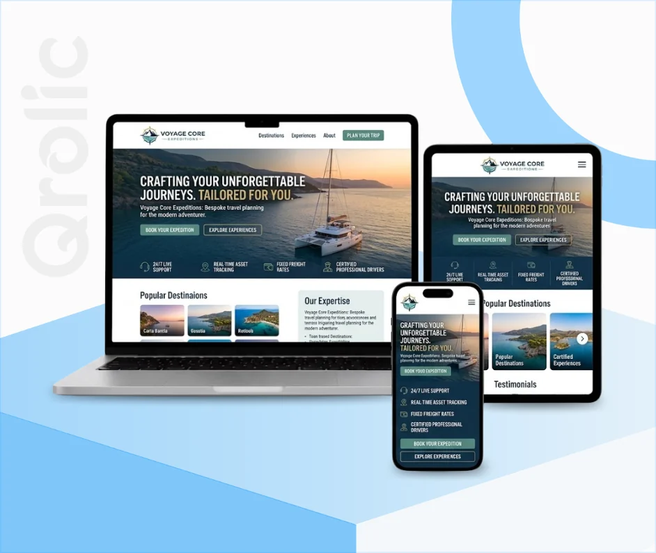 Travel Agency Website Design & Development Service Travel agency website design and development services by Qrolic