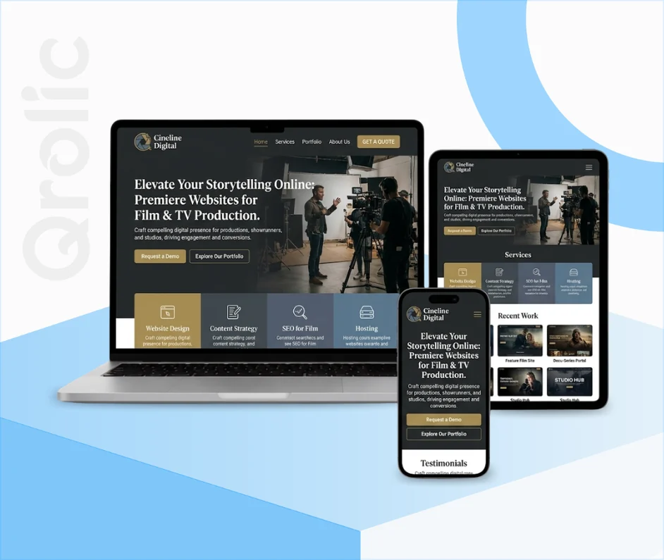 TV and film production website design and development services by Qrolic