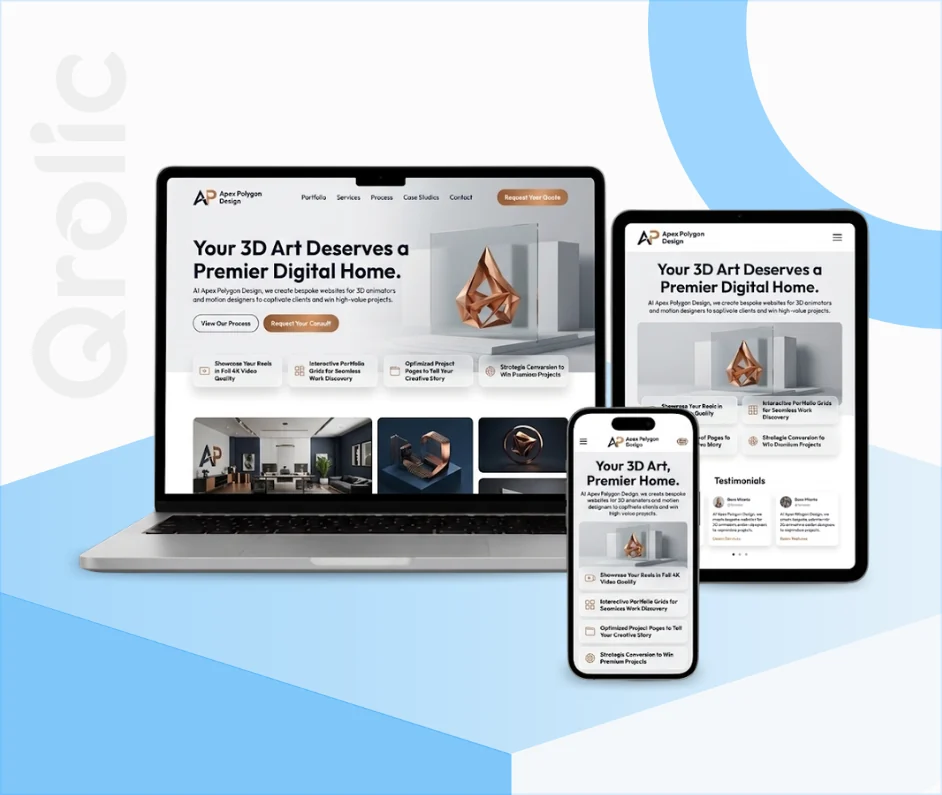 3D animator website design and development services by Qrolic