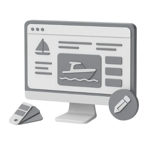 Boat Rental Website Design on a laptop screen