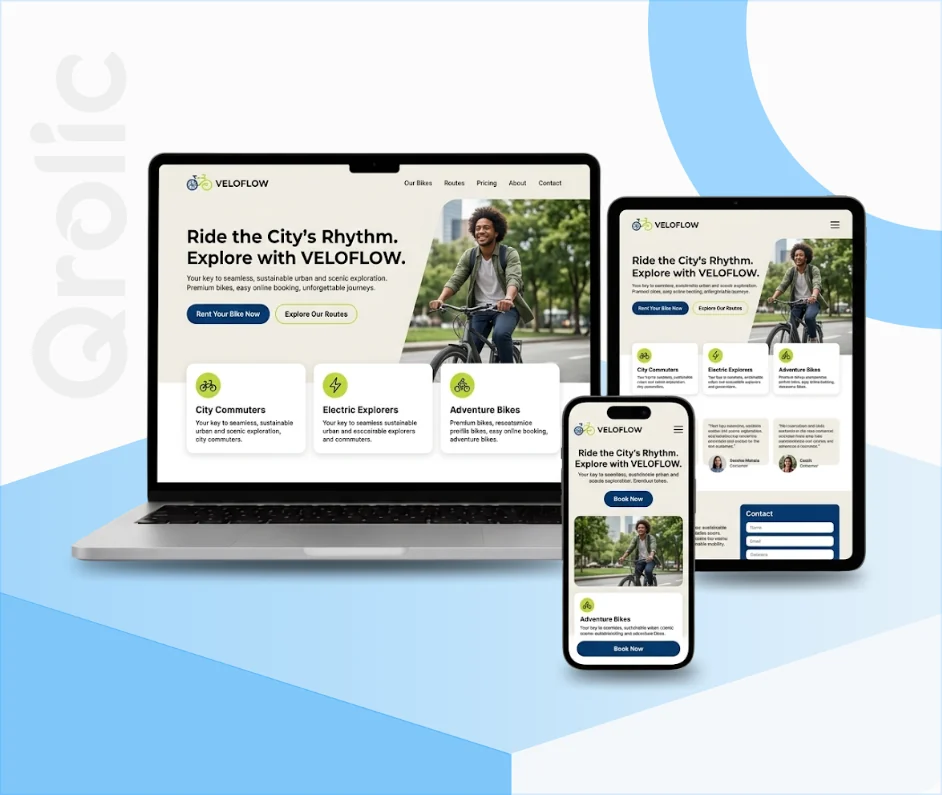Bicycle Rental Website Design Service Bicycle rental website design and development services showing online booking and fleet availability interface