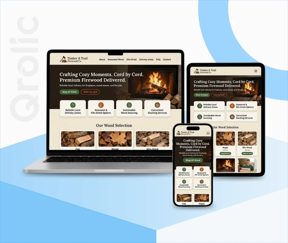  Firewood delivery website design and development services with online ordering and local SEO

