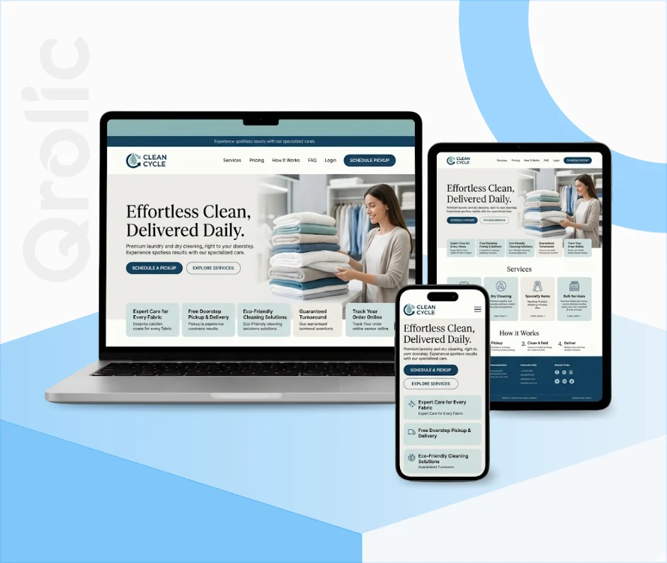 Laundry Service Website Design & Development Service Laundry service website design and development services by Qrolic