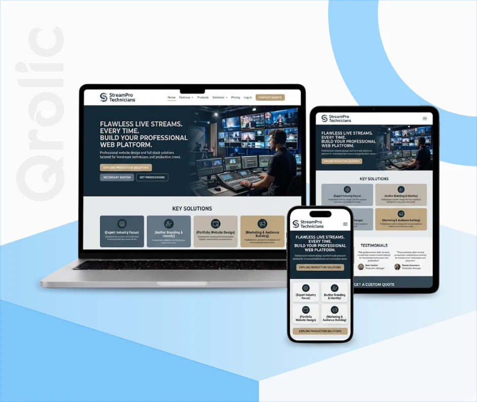 Livestream technician website design and development services by Qrolic