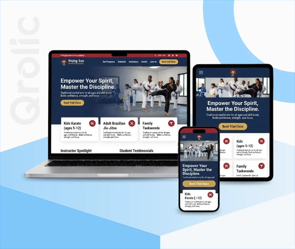 Martial Arts School Website Design and Development Martial arts school website design and development services by Qrolic