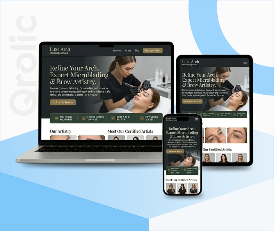 Microblading Studio Website Design & Development Service Microblading studio website design and development services by Qrolic