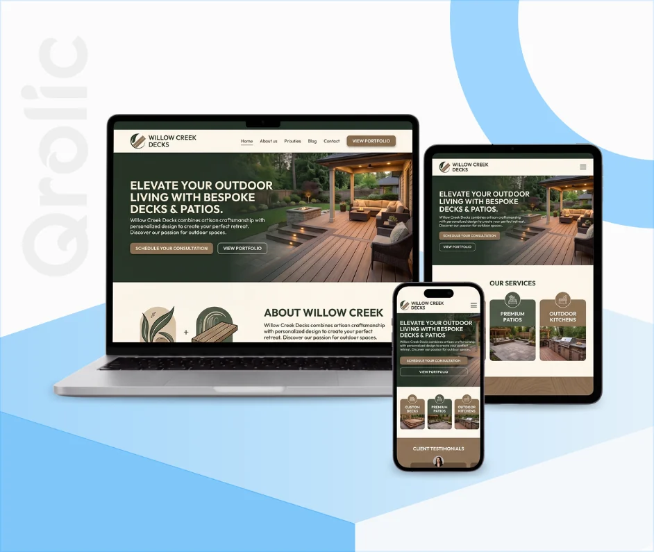 Patio & Deck Builder Website Design & Development Patio and deck builder website design and development services showing a project gallery and quote form