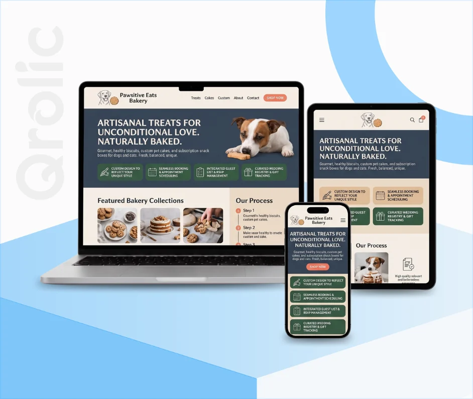 Pet Bakery Website Design & Development Service Pet bakery website design and development services showcasing treat galleries and online ordering