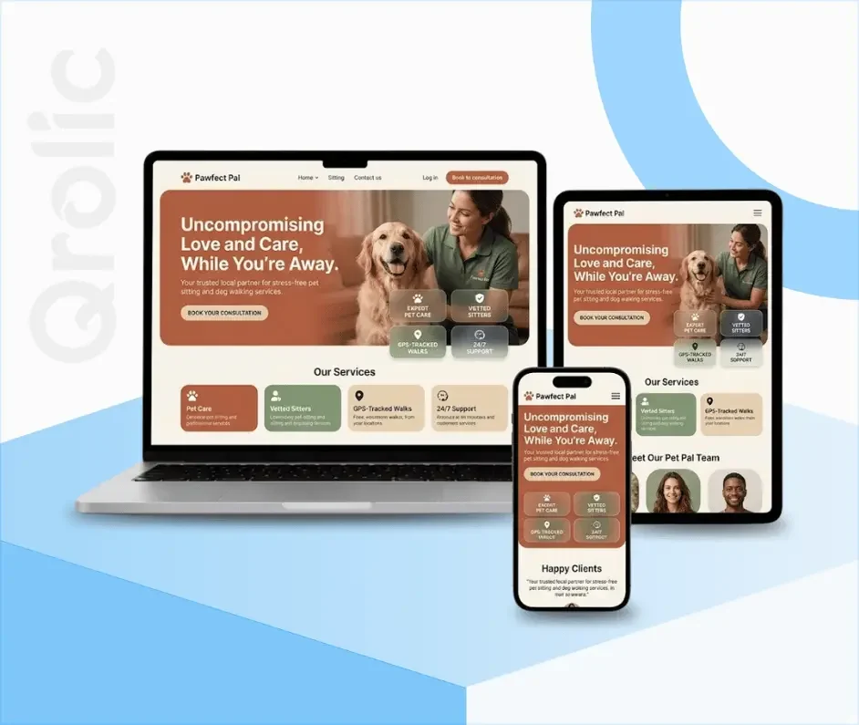 Pet Sitter Website Design & Development Service Pet sitter website design and development services hero banner